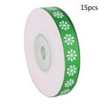 thumbnail image 2 of 15 Rolls Snowflake Print Christmas Red Green Grosgrain Ribbon Roll for DIY Craft, 2 of 3