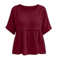 Cilsoka Women's Summer Casual Crewneck Half Sleeve T-Shirts Solid Color ...