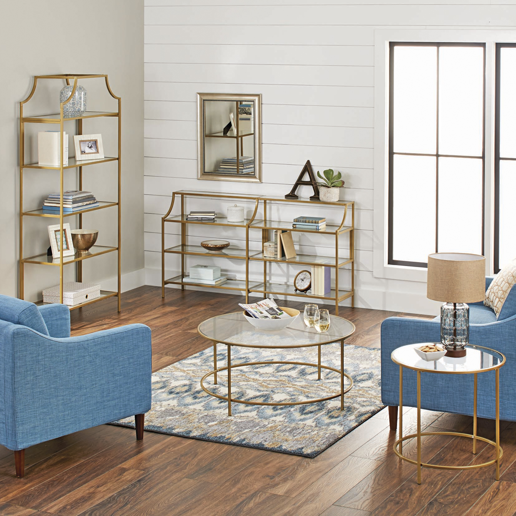 Better Homes & Gardens Nola 5-Shelf Etagere Bookcase, Gold photo 3