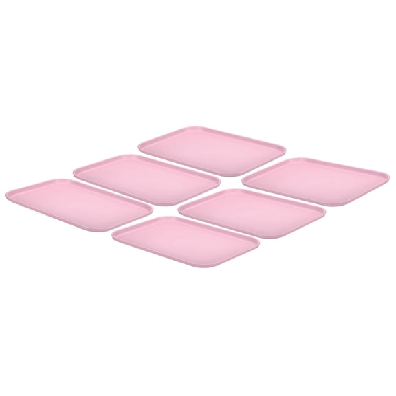 Uxcell Plastic Fast Food Serving Tray, 12.2" x 8.9" Reusable Cafeteria Serving Tray Pink 6Pack