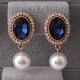thumbnail image 6 of Gold Plated Rhinestone Crystal Simulated Pearl Clip-on Drop Earrings, 6 of 12