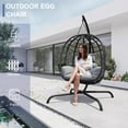 thumbnail image 3 of TQKVIPI Wicker Egg Chair Outdoor Indoor,Foldable Patio Hanging Egg Chair with Stand,Swing Chair with UV Resistant Cushion 350lbs Capacity for Bedroom, Patio, Garden and Balcony (Black+Light Grey), 3 of 6