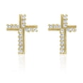 thumbnail image 5 of BEBERLINI Men Stud Earrings Cubic Zirconia 14K Gold Filled Brass Fashion Jewelry Cross, 5 of 7