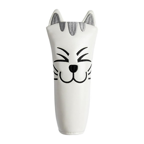 Golf Head Covers Equipment Mallet Putter Cat Pattern PU Leather Accessories Golf Straight White
