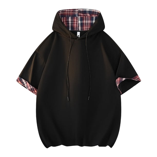 Tops Casual Elegante Sudadera con Capucha de Manga Corta, Sudadera con Capucha de Fibra de Poliéster Casual para Hombres, Lavado de Manos de Verano
