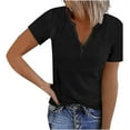 thumbnail image 1 of Blusa informal de manga corta con cuello en V para mujer OAVQHLG3B Store  lin121212, 1 of 3