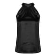 thumbnail image 5 of Womens Silk Satin Halter Tops Sleeveless Keyhole Mock Neck Tank Top (Black M), 5 of 6