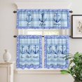 thumbnail image 6 of Ocean Style Curtain Valances Set Summer Blue White Stripes Anchor Sea Wavy Border Kitchen Curtains 36&nbsp;inch Length Rod Pocket Valance and Tiers 3 Piece Set Small Bedroom Bathroom Laundry Decor, 6 of 9