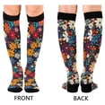 thumbnail image 4 of FORMRS Womens Knee High Socks Casual Long Thick Travel Daily Wear, 1 Pair, Bright Colorful Flowers Pattern, 4 of 6