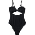 thumbnail image 2 of Traje de baño de una pieza para mujer Traje de baño sexy con recorte festoneado negro, 2 of 8