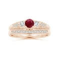 thumbnail image 4 of ANGARA Natural Aeon Vintage Style Ruby and Diamond Three Stone Engagement Ring in 14K Rose Gold for Women (Size-4mm) | July Birthstone Jewelry for Her | Natural Ruby Rings, 4 of 10