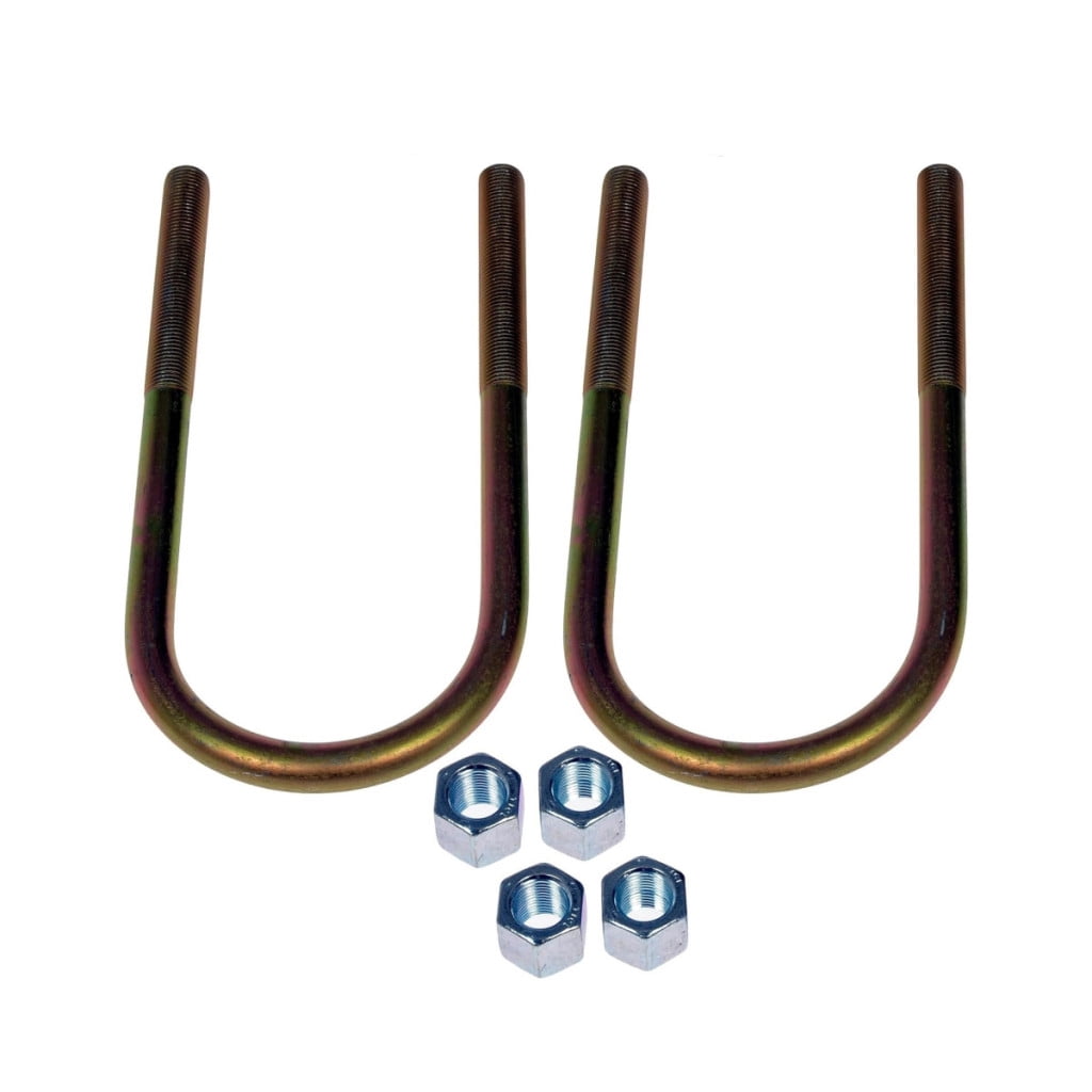 KarParts360 Threaded U-Bolts | Steel Material | Yellow Zinc Finish | Round U-Bolt | Hex Head Drive | Fine Thread | 1/2 Inches Thread Diameter | 2 pieces