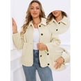 thumbnail image 2 of DARING DIVA Women's Peter Pan Collar Button Down Coat S Beige, 2 of 6