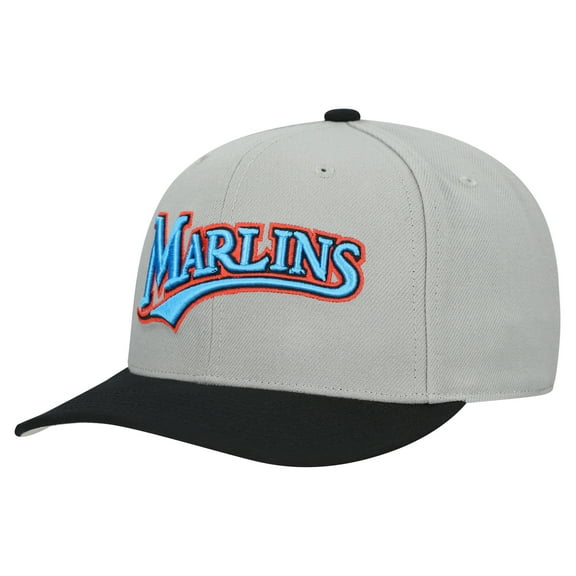 Unisex-Mitchell & Ness  Gray Miami Marlins Basic Coop Pro Adjustable Hat