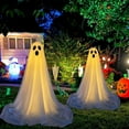 thumbnail image 7 of Sylvtty Large Lighted Ghost Halloween Decoration Outdoor Standing Light-up White Ghost with Witch Hat for Home Yard Garden Lawn Porch Decor, 7 of 7