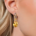 thumbnail image 3 of Gem Stone King 925 Silver and 10K Yellow Gold Yellow Citrine and White Lab Grown Diamond Earrings for Women | 28.26 Cttw | Gemstone November Birthstone | Pear Shape 18X13MM, 3 of 6