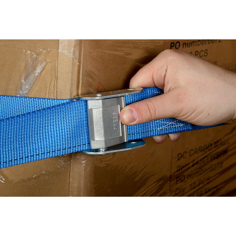 TWO 2 x 20' E Track Cam Straps, Durable Cam Buckle Strap Cargo TieDowns,  Heavy Duty Blue Polyester Tie-Downs, ETrack Spring Fittings, Tie Down  Motorcycles, Trailer Loads, by DC Cargo Mall 