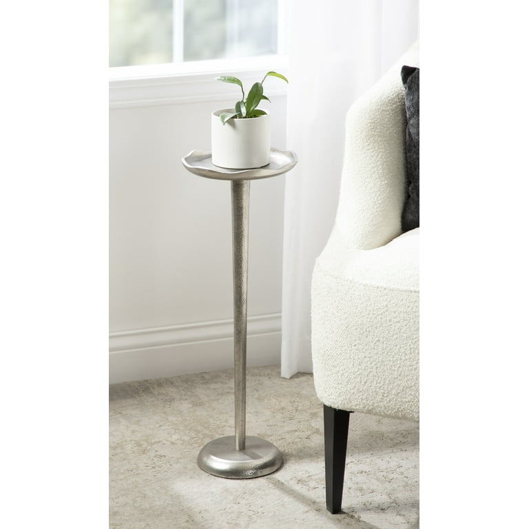 Kate and Laurel Alessia Round Metal Drink Table 8x8x22 Silver