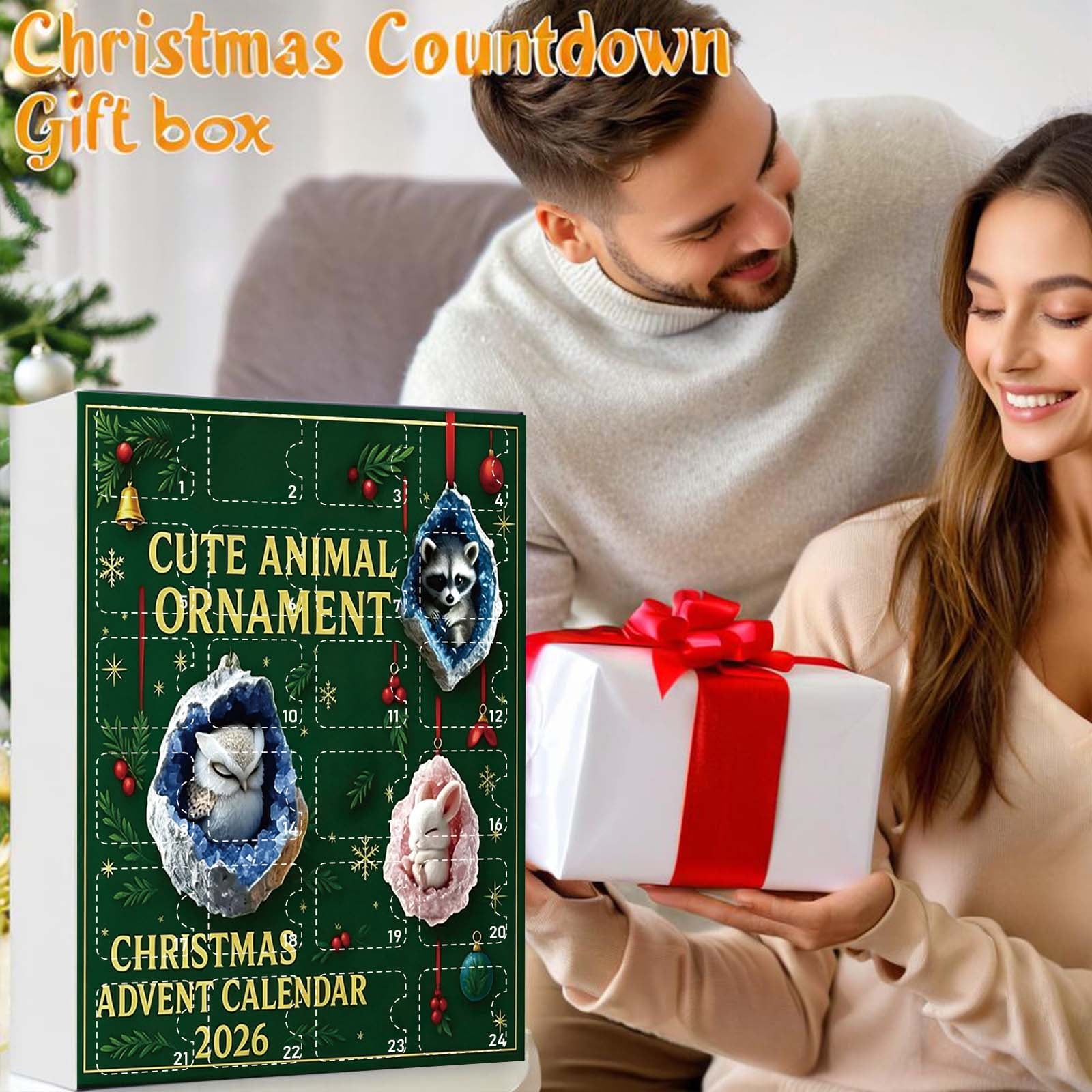 Christmas Tree Christmas Advent Calendar 12-Day Countdown Gift Box with Collectible Hanging Ornaments Holiday Surprise for Kids Adults Xmas Tree Party and Home Decor