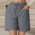 thumbnail image 2 of Bermuda Shorts for Women High Waist Elastic Waistband Breathable Loose Beach Summer Clothing Trendy Casual Shorts with Pockets S-2XL, 2 of 5