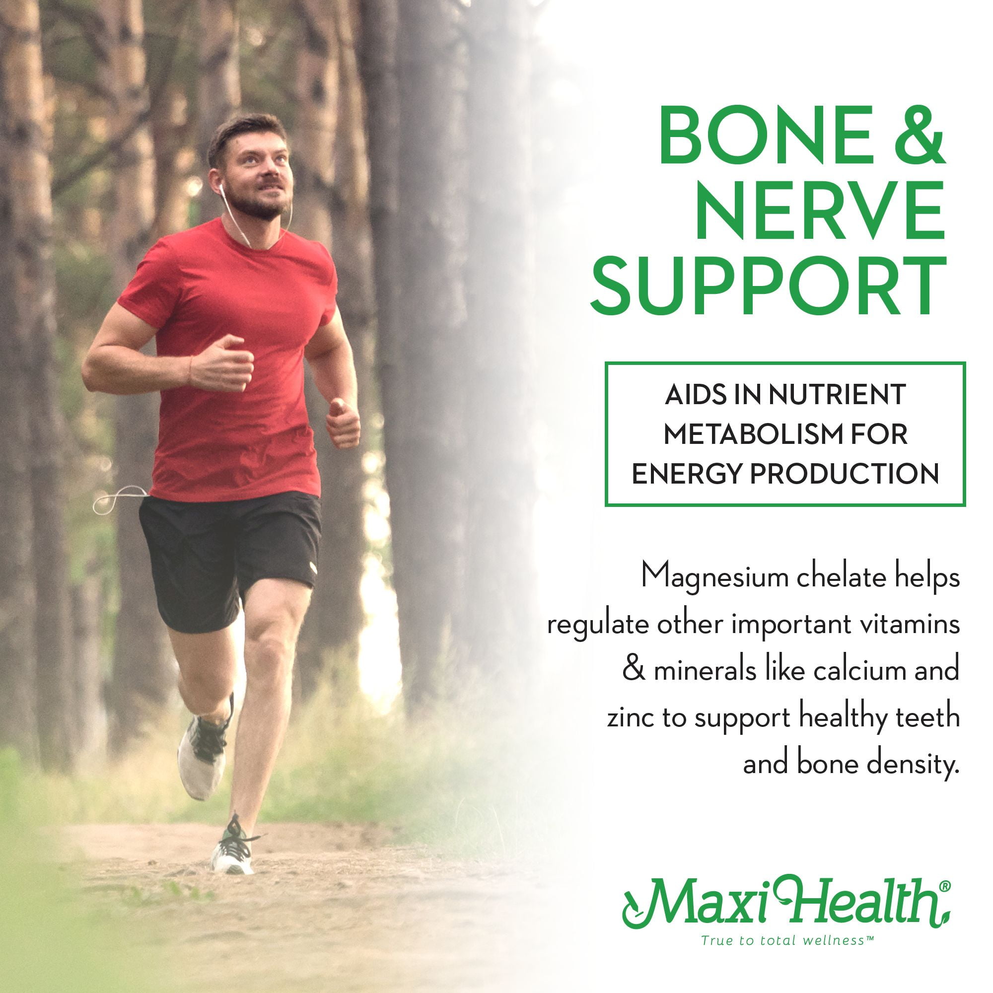 Maxi Health Magnesium Capsules – Energy, Muscle & Nerve Support, Bone Health – 180 Count
