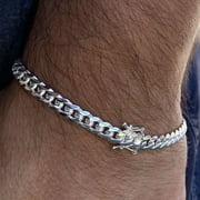 BLING CARTEL Men's Real Solid 925 Sterling Silver Miami Cuban Link Plain Bracelet 8.5" Inch x 6MM Thick