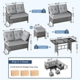 thumbnail image 3 of AMOPATIO 7-Piece Patio Furniture Set, Outdoor Sectional Sofa with Dining Table, All Weather Rattan Conversation Set with Ottoman,Gray, 3 of 7