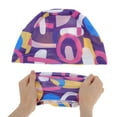 thumbnail image 5 of Gorro de natación geométrico irregular de nailon 1 Pc púrpura azul, 5 of 5