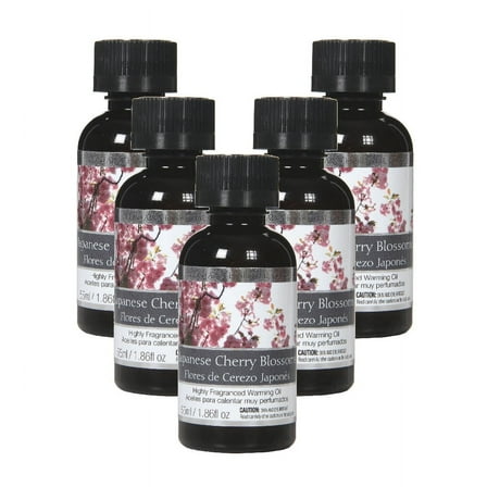 Hosley Set of 5, 55 ml Japanese Cherry Blossom Highly Scented Warming Oils