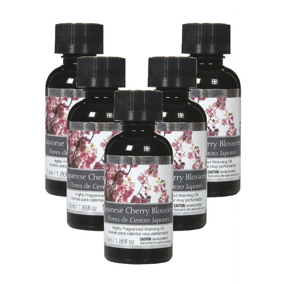 Hosley Set of 5, 55 ml Japanese Cherry Blossom Highly Scented Warming Oils