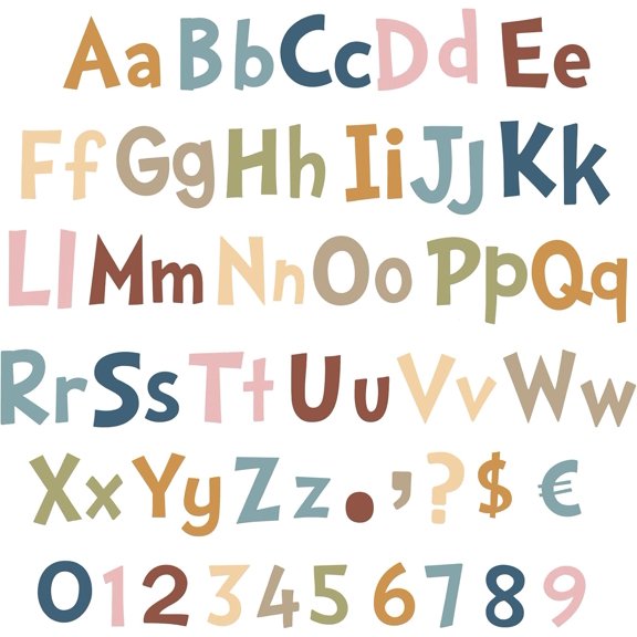 268 Pcs 5 Inch Colorful Bulletin Board Letters Combo Set, Chalkboard Alphabet Letters Numbers, Cutouts Number Pack(Advance Color)