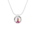 thumbnail image 2 of Delight Jewelry Silvertone Hot Pink Ribbon with Softball Hero Ring Charm Necklace, 18", 2 of 4