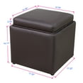 thumbnail image 2 of Square Storage Ottoman with Tray Faux Leather Upholstered Footrest Stool, Seat as Side Coffee Table for Living Room 09078, 2 of 6