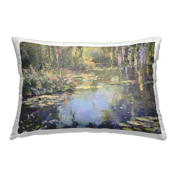 Stupell Industries Morning on Lily Pond 14" x 20" Landscape & Nature Print Polyester Throw Pillow, Zip Closure 1 Count