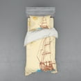 thumbnail image 1 of Ambesonne Nautical Bedding Set 3 Pcs, Boat in Windy Sea Sun, Twin XL, Cream Brown, 1 of 3