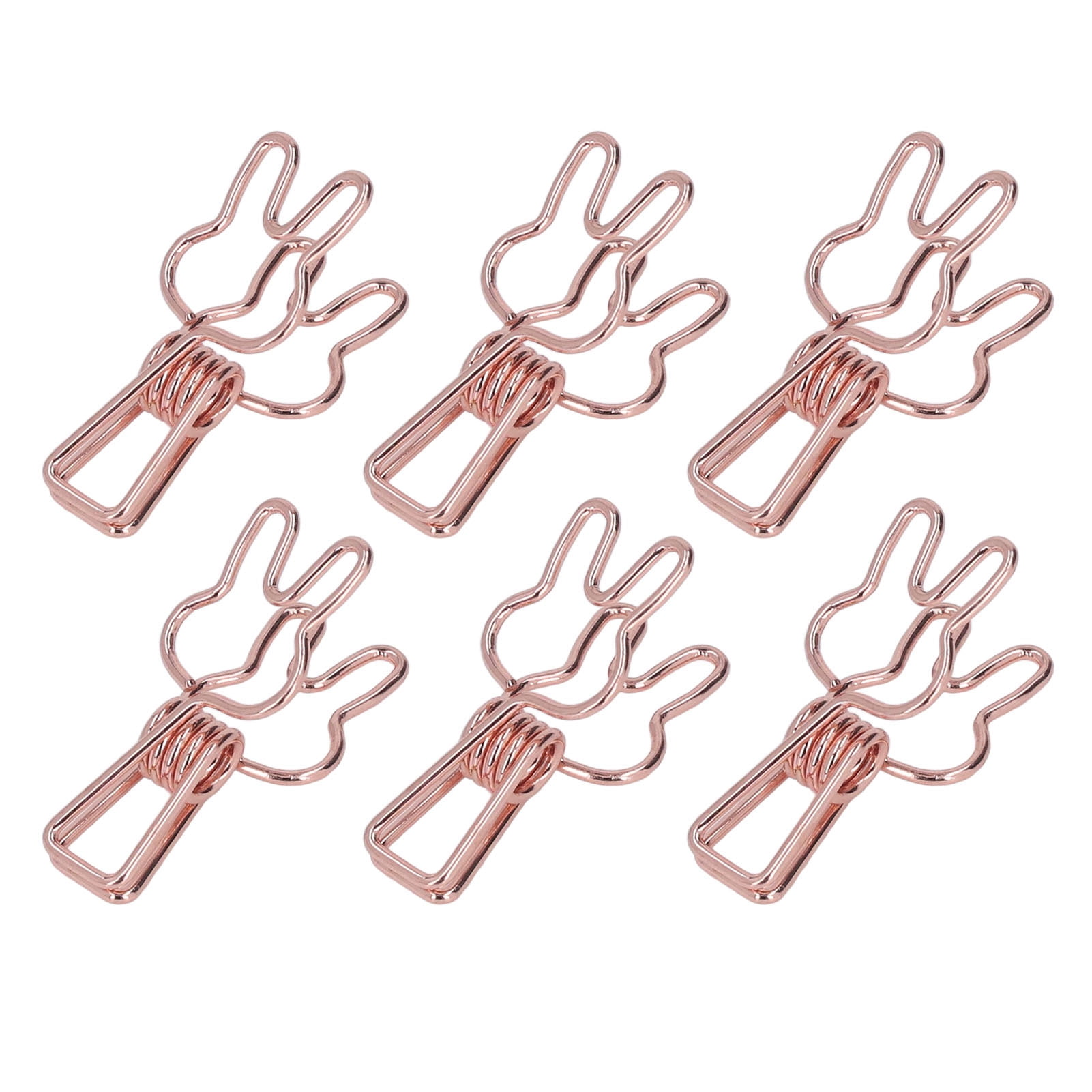 BOKYAN 100Pcs Bunny Binder Clips, Hollow Out Cute Metal Small Paper Clips for Documents, Clothes, Paper, Rose Gold (7.87 inches / 20 cm)