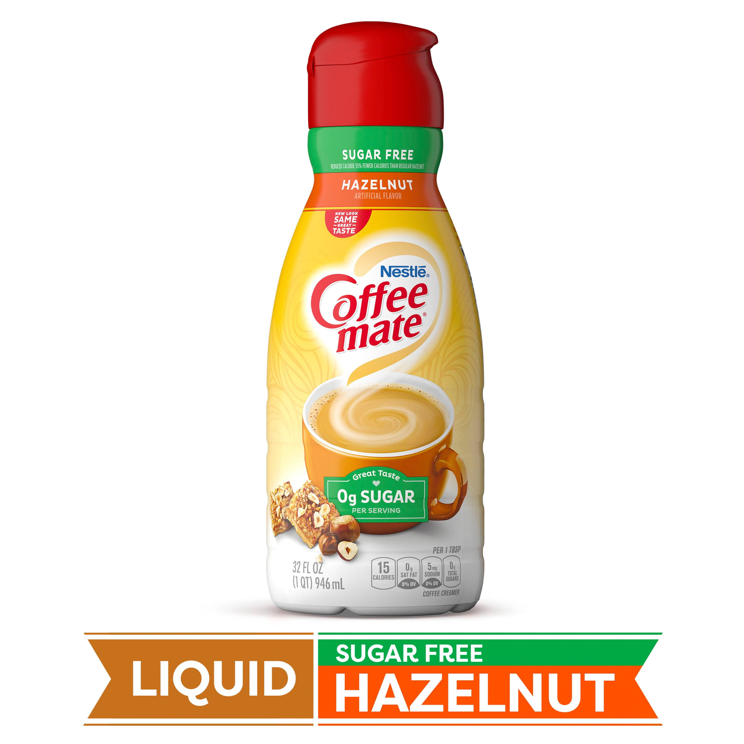 COFFEE MATE Sugar Free Hazelnut Liquid Coffee Creamer 32