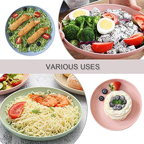 Eco Friendly Tableware Plates for Fruit Dessert Noodle Steak Beige 4 Pcs Reusable and Unbreakable Cereal Dinner Plates LELE LIFE Large Wheat Straw Plates 10 Inch