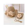 thumbnail image 4 of Genuiskids Toddler Baby Girls Wide Brim Straw Sun Hat with Shoulder Bag Set Cute Lace Bowknot Flower Beach Cap, 4 of 7
