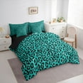 thumbnail image 3 of Feelyou Cheetah Leopard Print Bedding Comforter Set 7pcs, Blue Bling Art Queen Bedding Sets, Chic Polka Dot Abstract Reversible Queen Sheet Sets, Breathable Home Decor, 3 of 7
