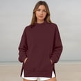 thumbnail image 2 of Jamsmile Women Sweatshirt Casual Neck Solid Color Sweatshirts Comfortable Tops Relaxed Fit Warm Knit Round Layering, 2 of 5