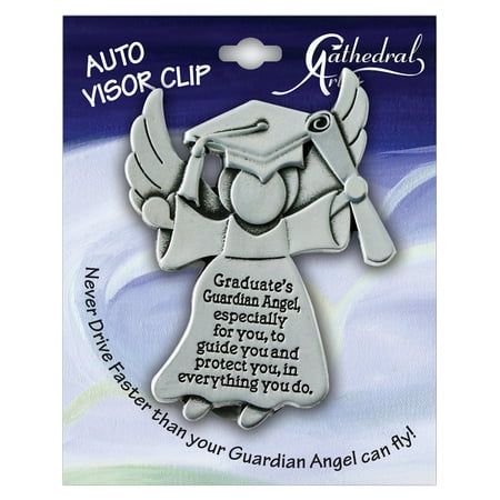 - Silver-tone Graduation Angel Visor Clip