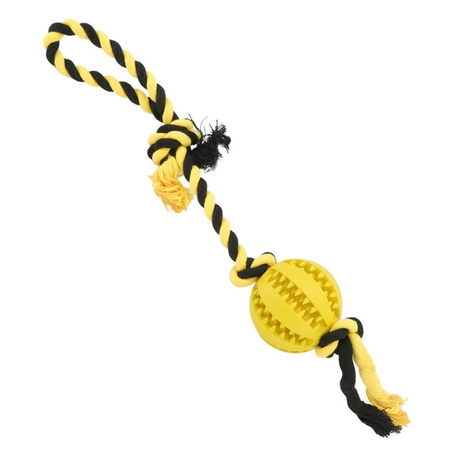 Dog Puzzle Teething Toy, Dog Food Dispensing Ball Toy Refillable Rubber Reduce Boredom For Playing For Puppies Yellow