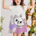 thumbnail image 2 of 2022 verano niños vestido de manga corta para niña Disney Mary cat estampado niña Top 2-12Y bebé niña camisetas niño niña ropa 7T zhangyuxiang CONDUJO, 2 of 2