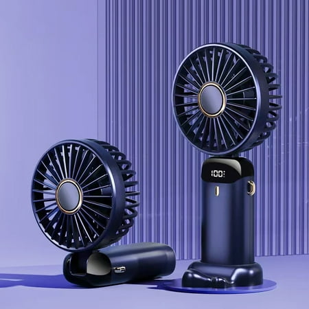 

New Handheld Mini Fan USB Portable Digital Display Neck Hanging Fan 5 Speed USB Rechargeable Fan Dormitory Charging Outdoor Fan