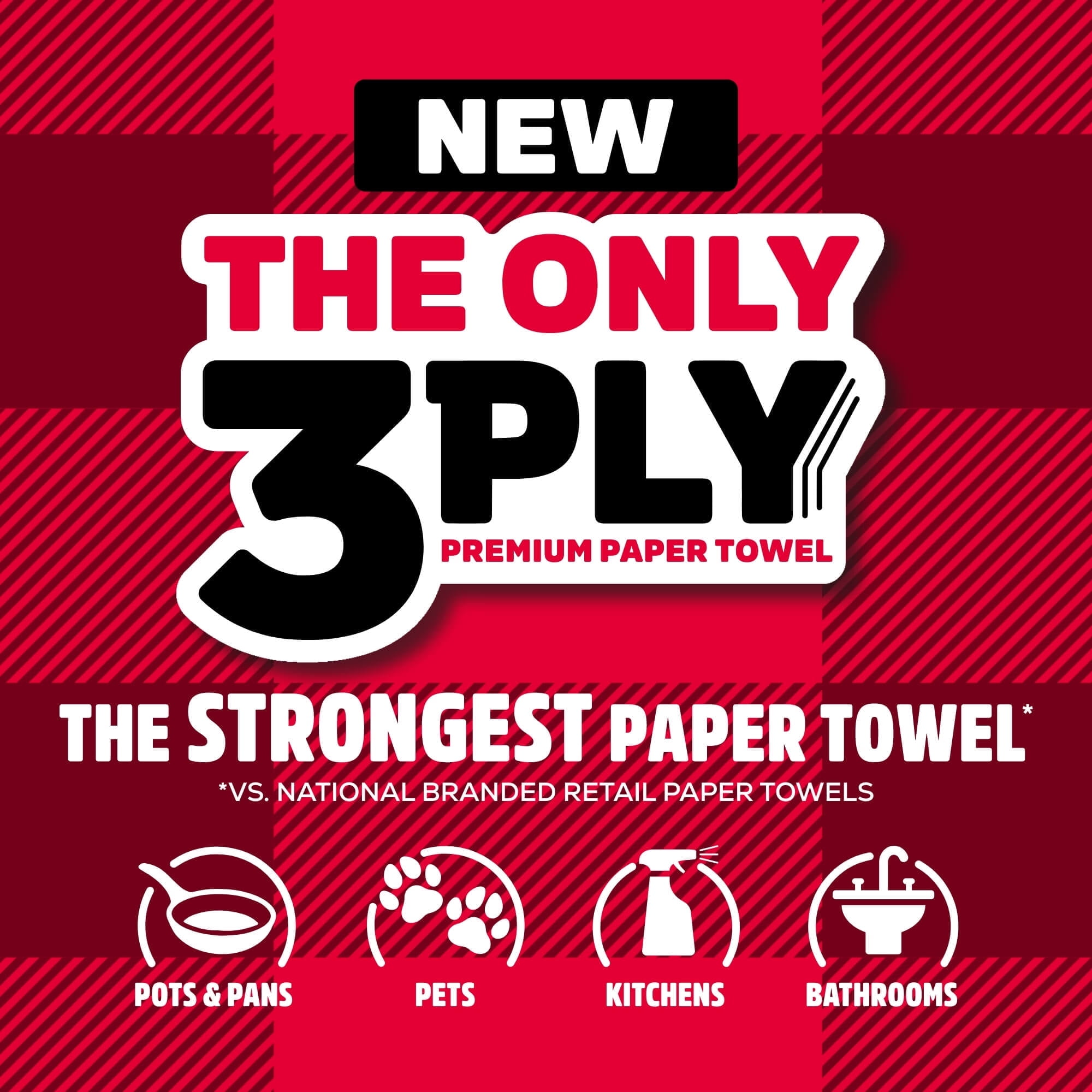Brawny Tear-a-Square 3-Ply Paper Towels, 12 Double Rolls - 3 pack