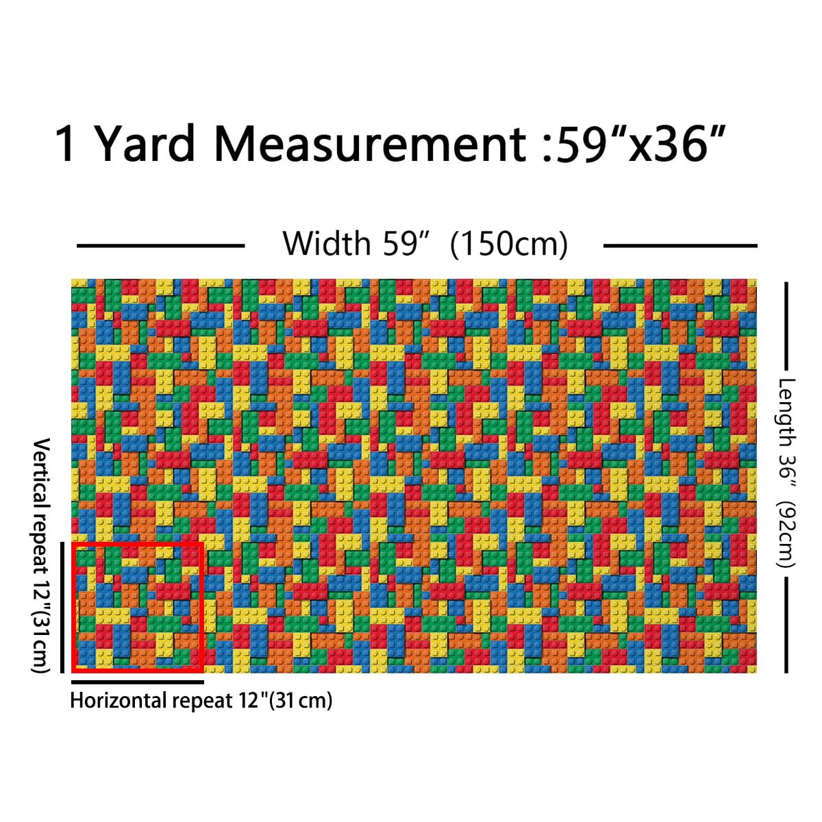 Castle Fairy Building Blocks Fabric by the Yard 5 Yards for Teens,Construction Game Fabric for Sewing,Colorful Brick Home Decor Fabric by the Yard,Lightweight Room Decor