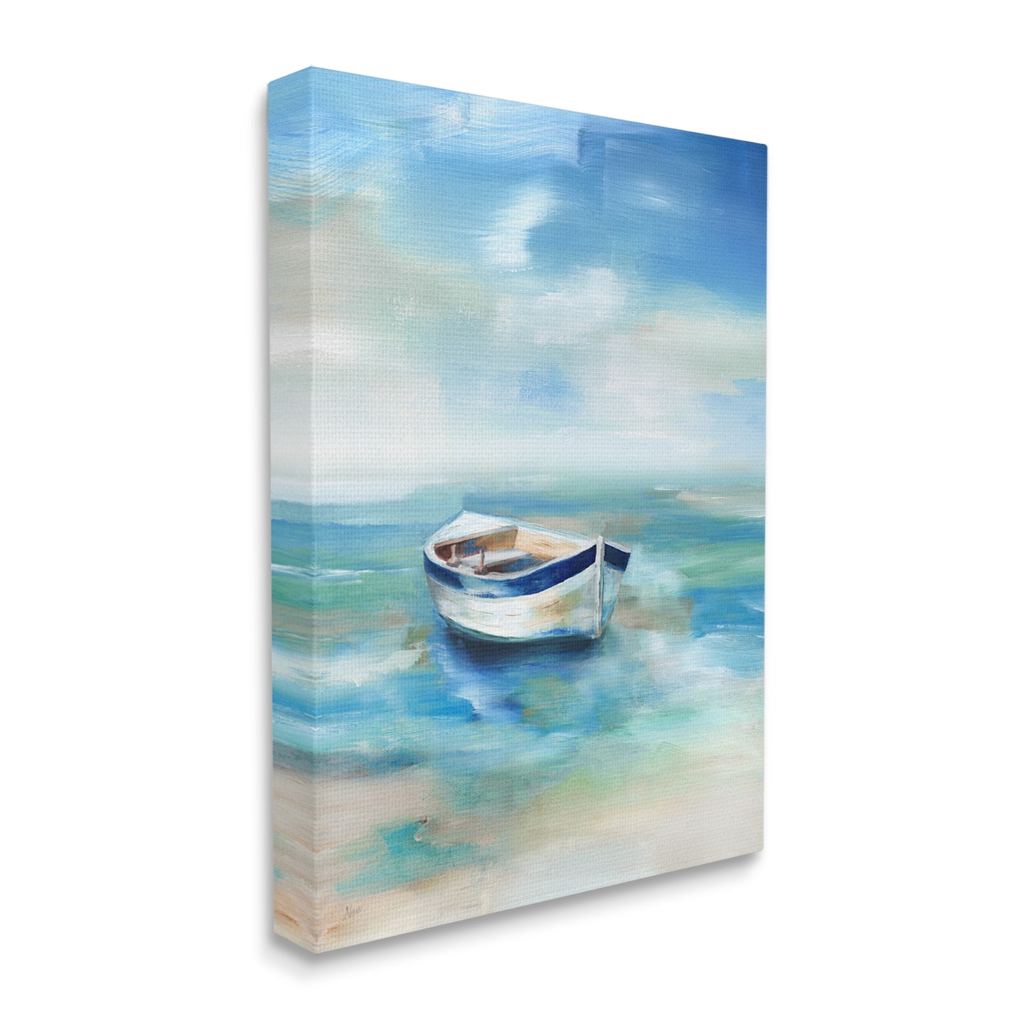Stupell Industries Serene Misty Morning Row Boat Floating Ocean , 30 x 40, Design by Nan