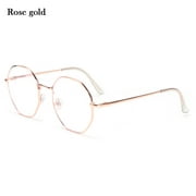 Classic Retro Octagon Eye wear Eyeglasses Myopia Optical Mirror Anti-blue Light Glasses Vision Care ROSE GOLD