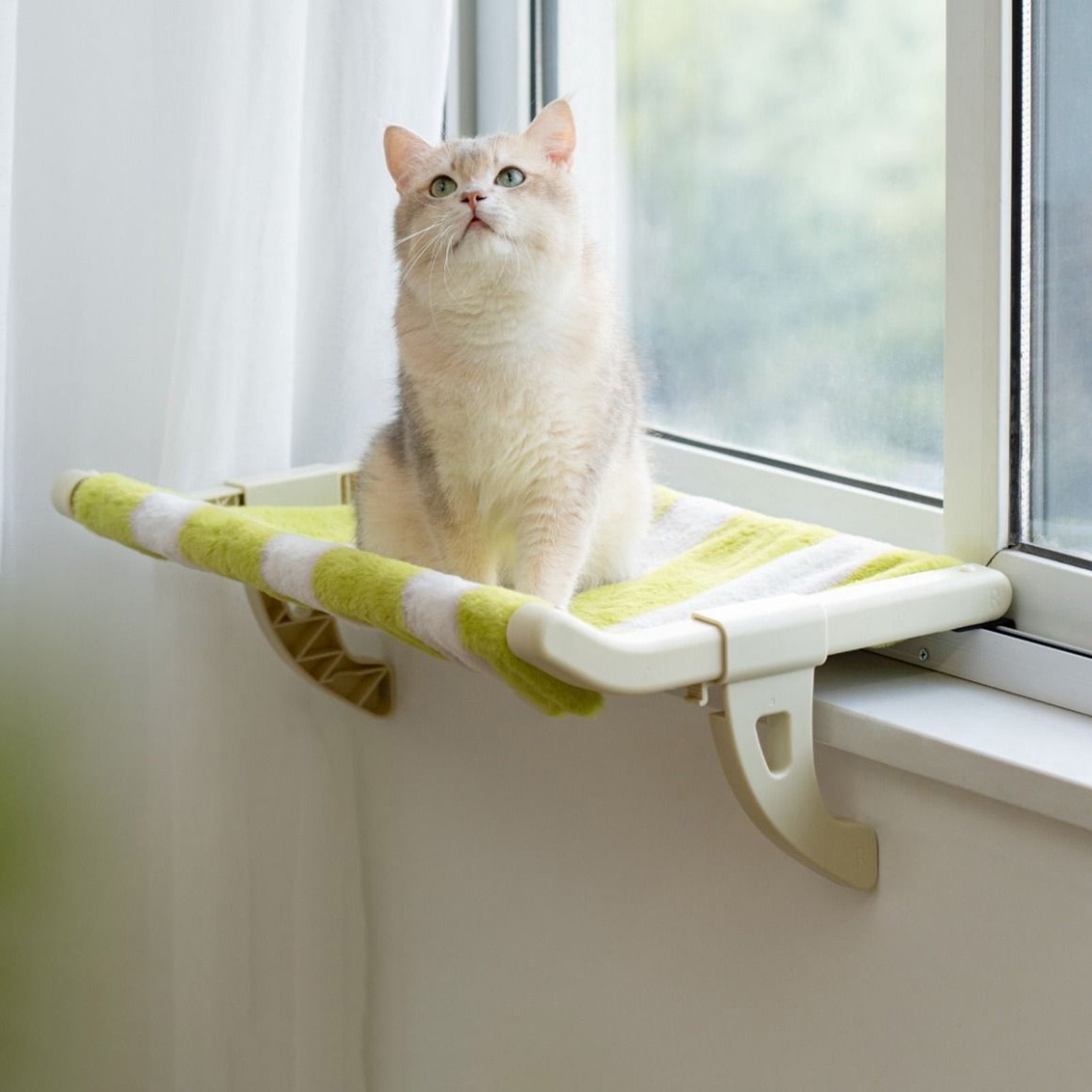 YIFAEUX Cat Hammock Bed Adjustable Bedside Hammock Purr Loft Cats No Drilling Window Perch Cat Bed with Removable Washable Cover for Indoor Cats